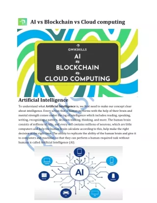 1AI VS BlockChain VS Cloud Computing