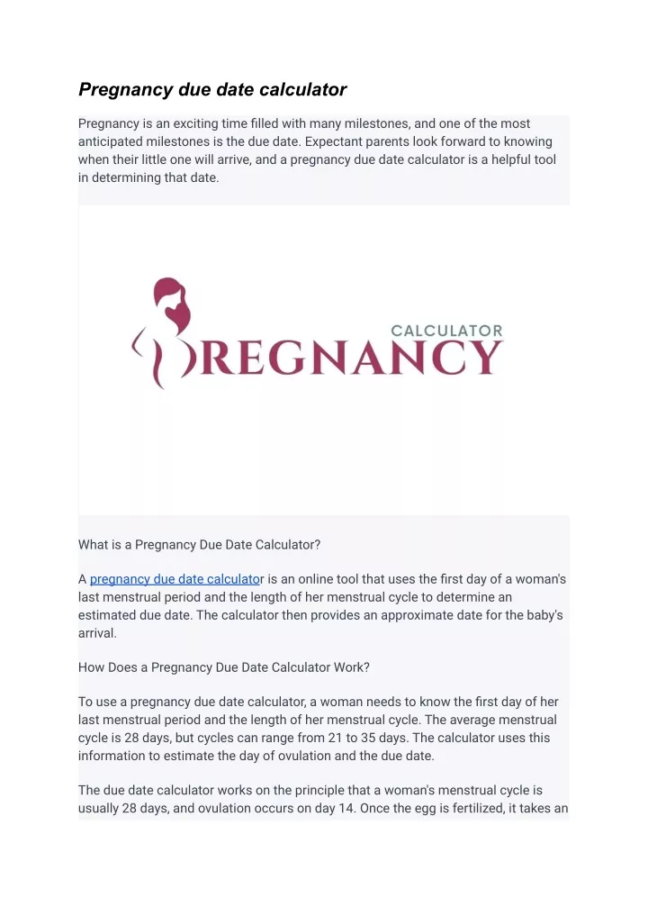 pregnancy due date calculator