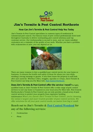 JimPest Control Northcote