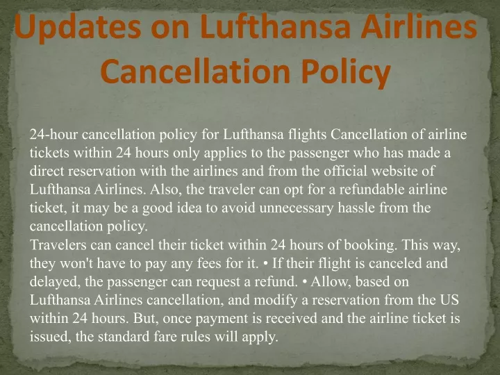 updates on lufthansa airlines cancellation policy