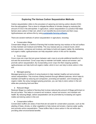 Exploring The Various Carbon Sequestration Methods