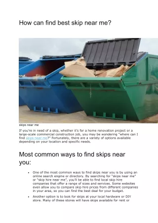 How can find best skip near me