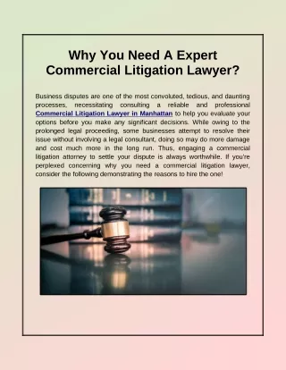 Why You Need A Expert Commercial Litigation Lawyer?