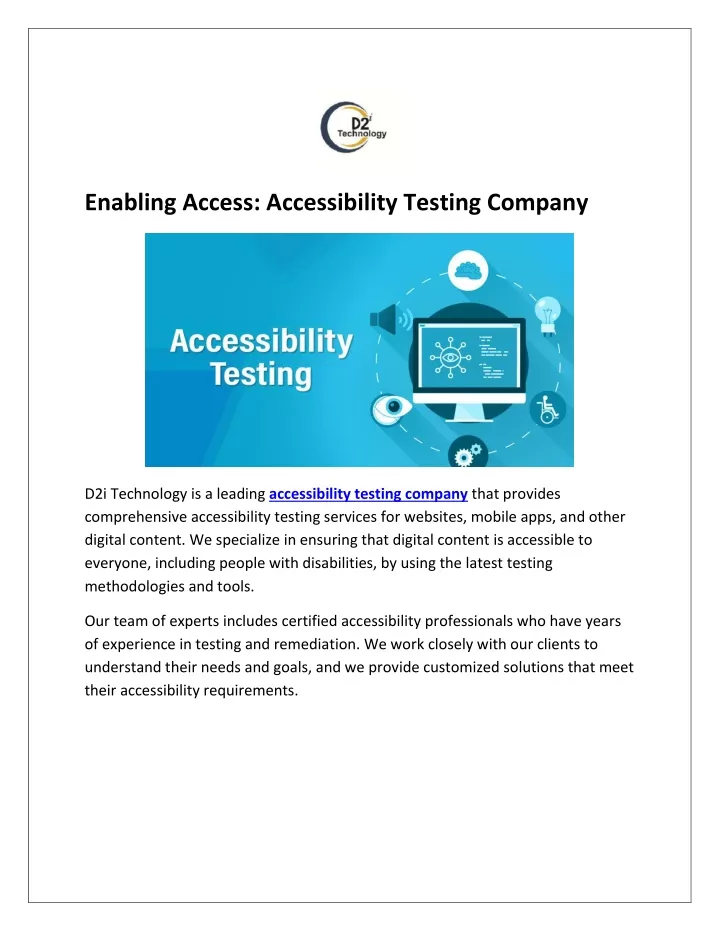 enabling access accessibility testing company
