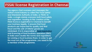 FSSAI license Registration in Chennai