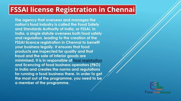 fssai license registration in chennai