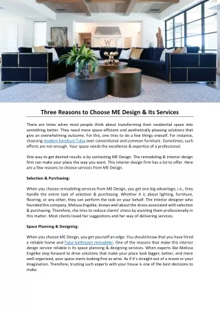 Three Reasons to Choose ME Design & Its Services