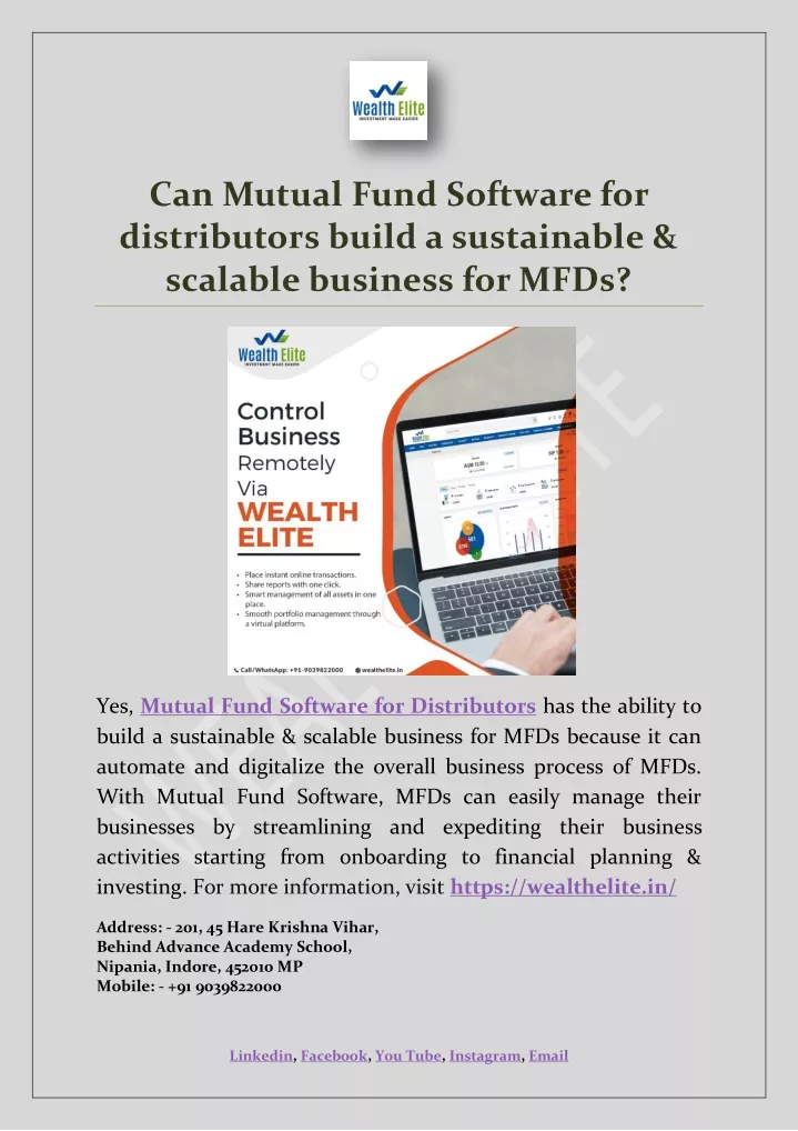 can mutual fund software for distributors build