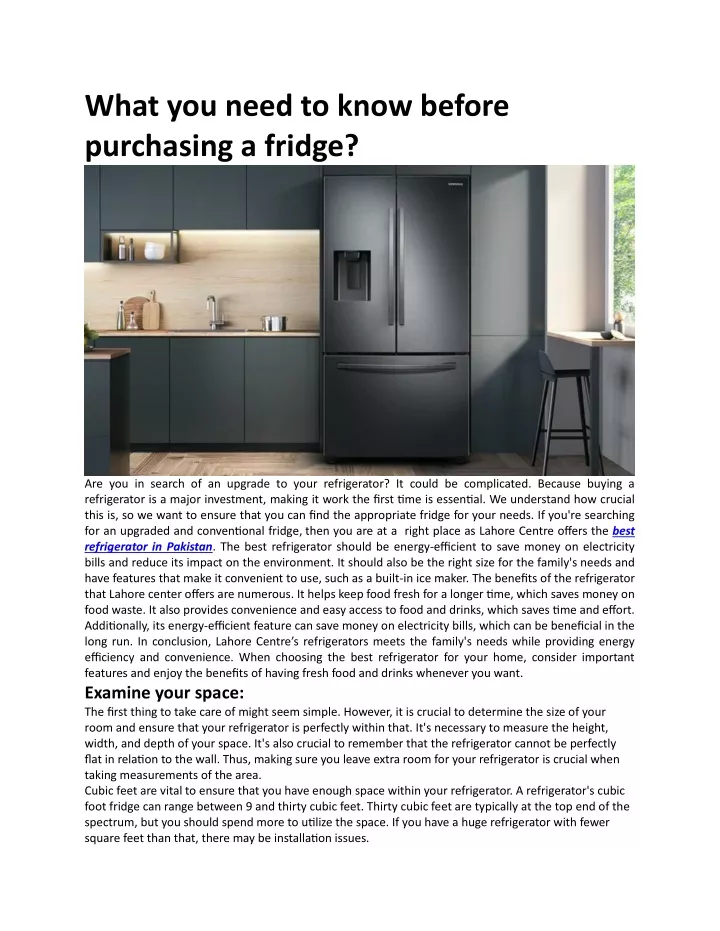 what you need to know before purchasing a fridge