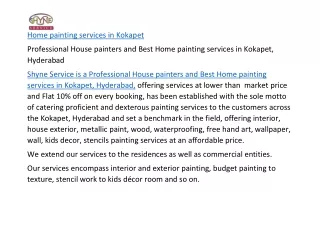 Home painting services in Kokapet