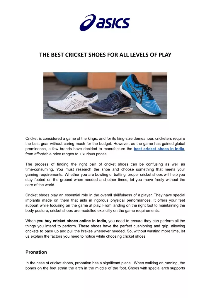 the best cricket shoes for all levels of play