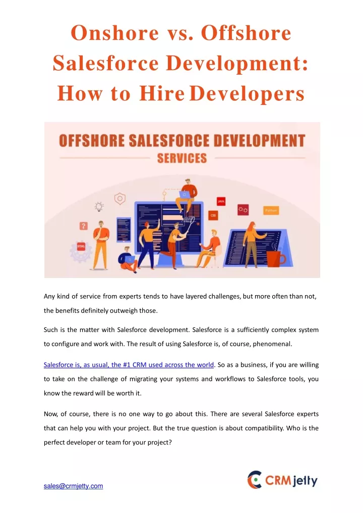 onshore vs offshore salesforce development how to hire developers