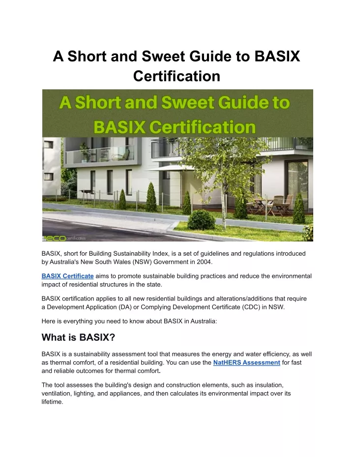 a short and sweet guide to basix certification