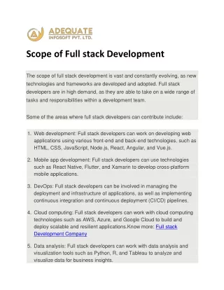 Scope of Full stack Development