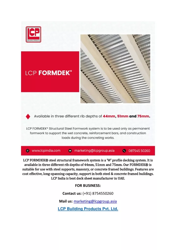 lcp formdek steel structural framework system