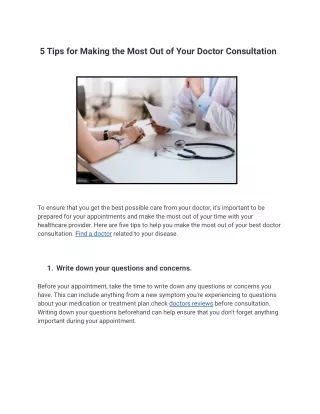 5 tips for making the most out of your doctor