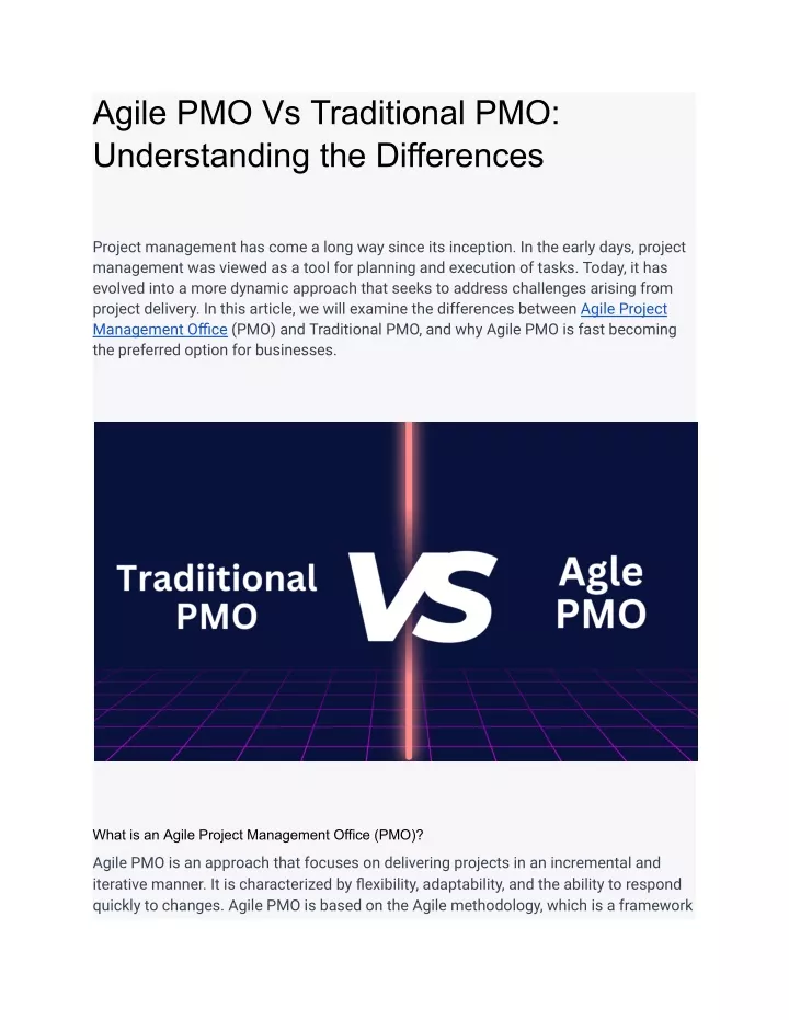 agile pmo vs traditional pmo understanding