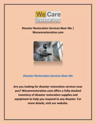 Disaster Restoration Services Near Me