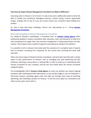 how does an expert amazon management consultant