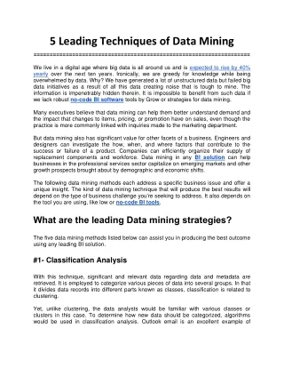 5 leading techniques of data mining