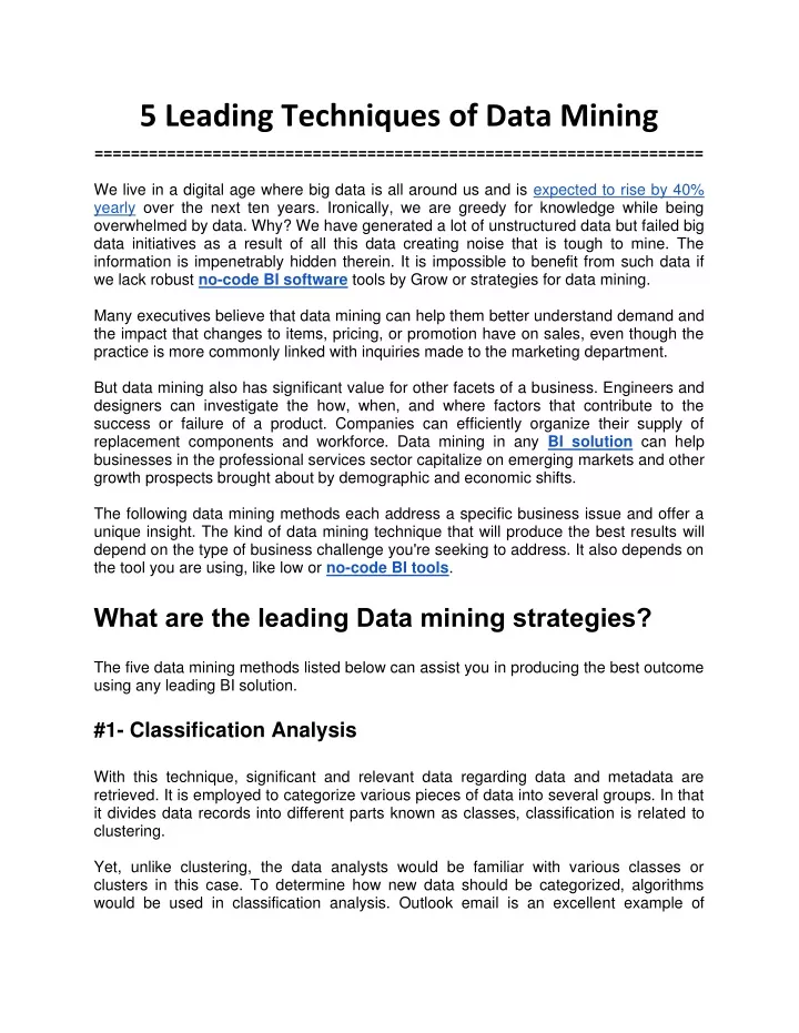 5 leading techniques of data mining