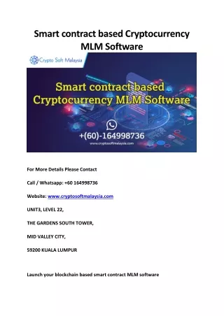 smart contract based cryptocurrency mlm software