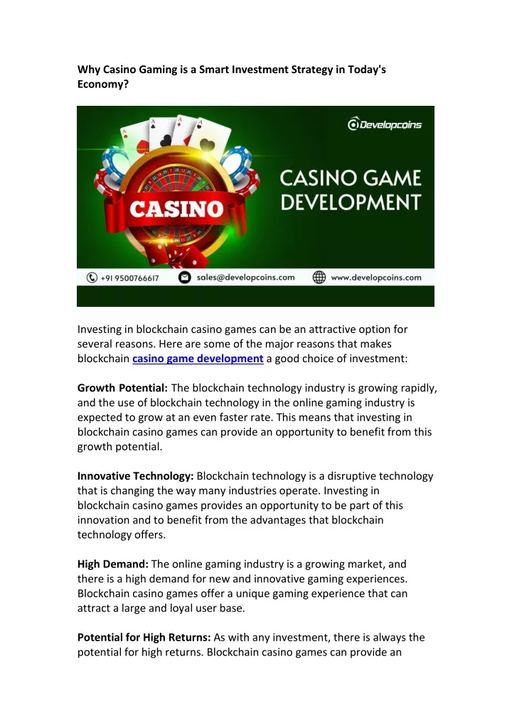 why casino gaming is a smart investment strategy