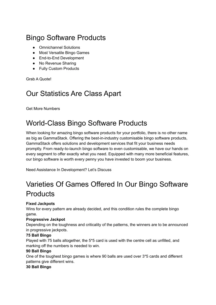 bingo software products