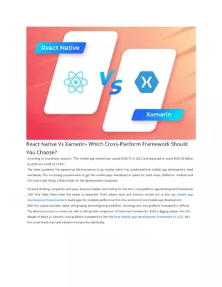 React Native Vs Xamarin- Which Cross-Platform Framework Should You Choose