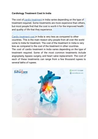 Cardio treatment Cost In India