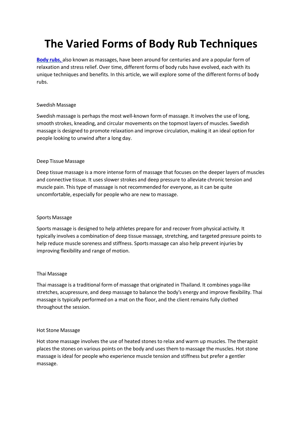 PPT - The Varied Forms of Body Rub Techniques PowerPoint Presentation ...