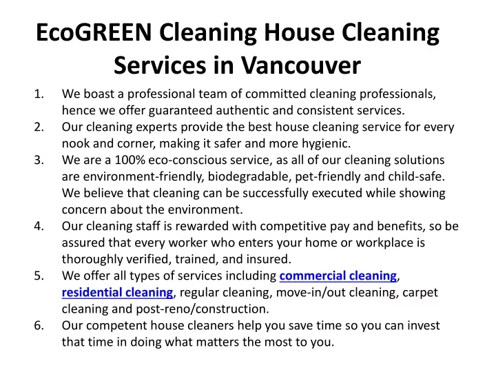 ecogreen cleaning house cleaning services in vancouver