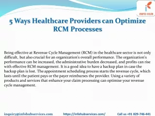 5 Ways Healthcare Providers can Optimize RCM Processes