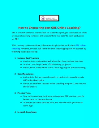 how to choose the best gre online coaching
