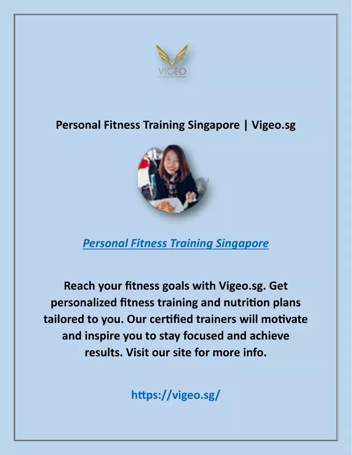 personal fitness training singapore vigeo sg