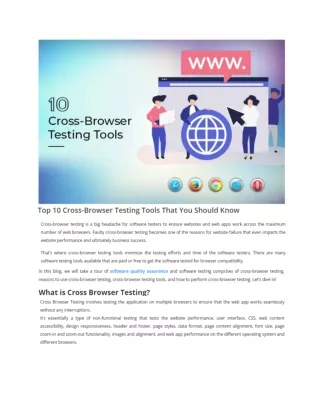 Top 10 Cross-Browser Testing Tools That You Should Know