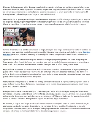 ¿El seguro para hogar cubre los costes de un cerrajero?