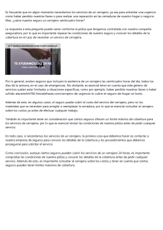 Qué trabajos de cerrajería son los que cubre un seguro del hogar?