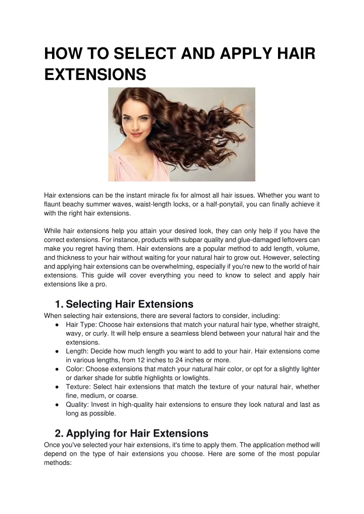 how to select and apply hair extensions