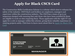 Apply for Black CSCS Card