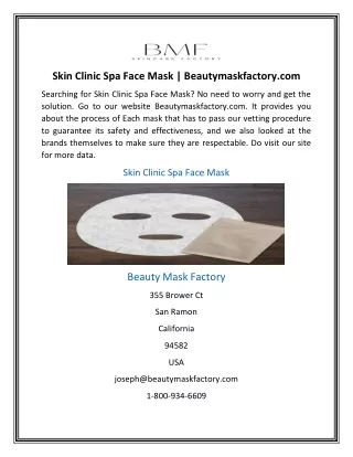 Skin Clinic Spa Face Mask | Beautymaskfactory.com