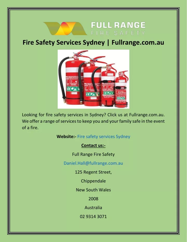 fire safety services sydney fullrange com au