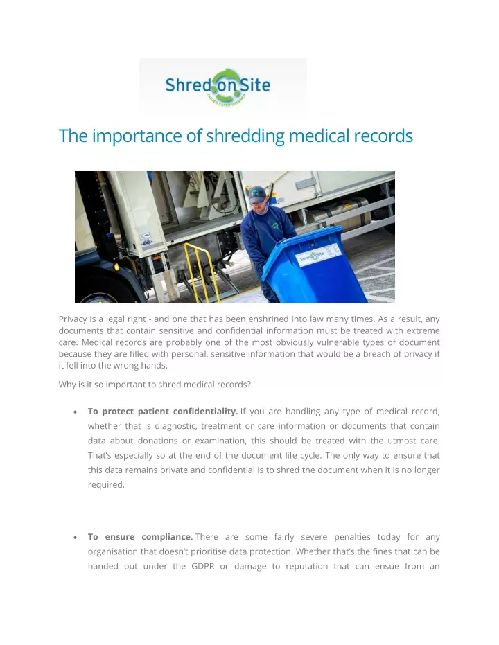 the importance of shredding medical records