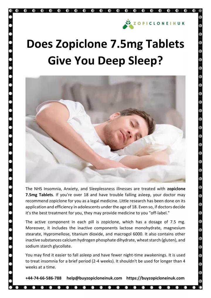 does zopiclone 7 5mg tablets give you deep sleep