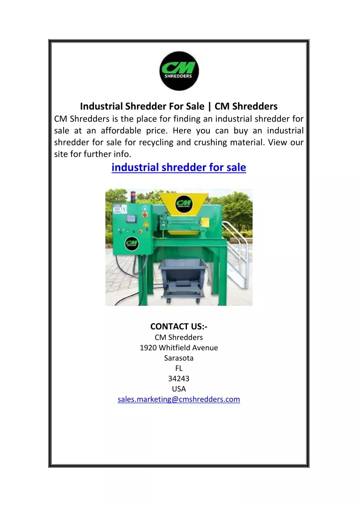 industrial shredder for sale cm shredders