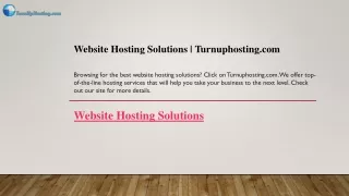 Website Hosting Solutions  Turnuphosting.com