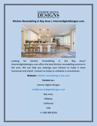 Kitchen Remodeling in Bay Area  Interiordigitaldesigns