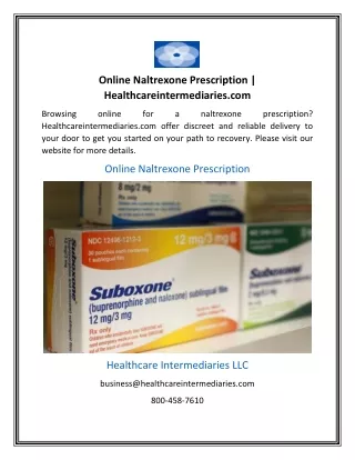 Online Naltrexone Prescription | Healthcareintermediaries.com
