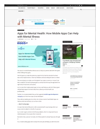 Apps for Mental Health How Mobile Apps Can Help with Mental Illness