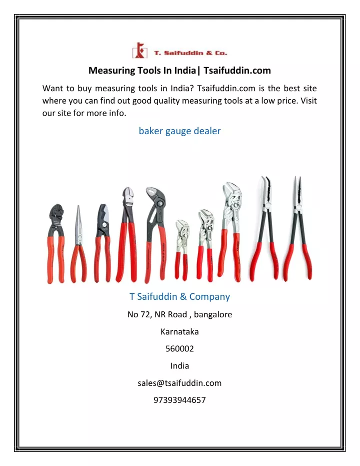 measuring tools in india tsaifuddin com